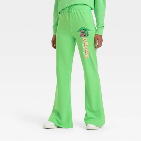 Women’s Grogu Green Flare Leg Sweatpants - Picture 1 of 5